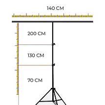 Т-подібна стійка тримач для фону 140×200 см кріплення прищіпками, фото 3
