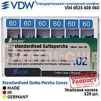 Штифти гутаперчеві стандартизовані (ВДВ - Німеччина) Standardised Gutta-Percha Cones VDW ISO 60, конусність .02
