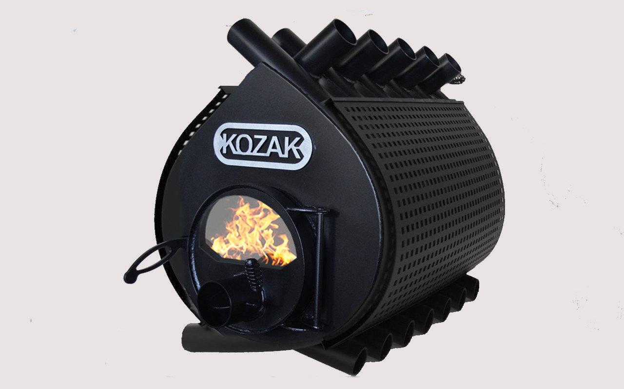 Піч-булерьян Kozak Тип 02 - 400 м3 з склом і захисним кожухом