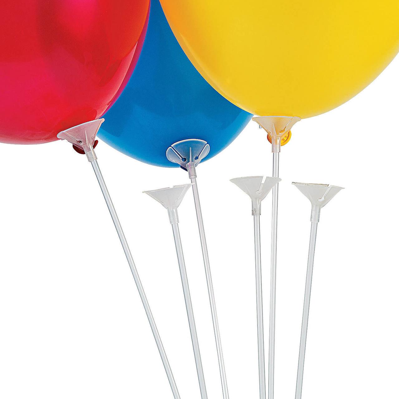 Палички тримач із насадкою для надувних повітряних кульок 30 см білі 1462