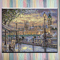 Картина по номерам, холст на подрамнике, 40х50 см, Городской пейзаж "Вечерний Лондон", без коробки