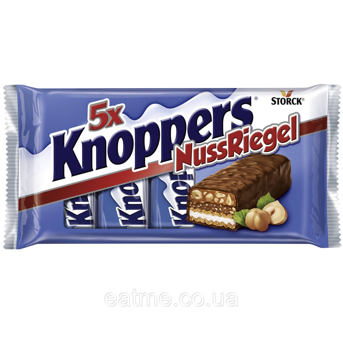 Knoppers NussRiegel Вафельні батончики із шоколадно-горіховою, молочною начинками та шматочками фундука 200 g