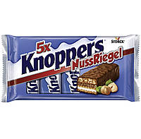 Knoppers NussRiegel Вафельные батончики с шоколадно-ореховой, молочной начинками и кусочками фундука 200g