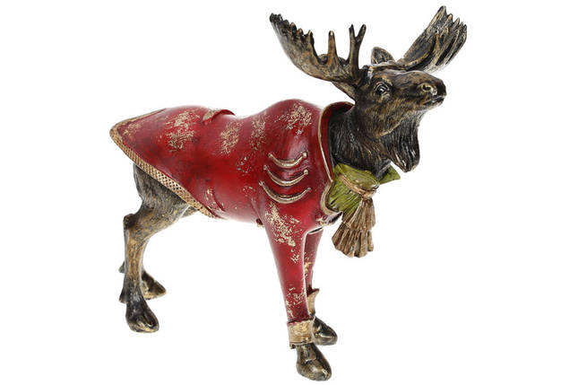 Декоративна фігура Лось у піджаку 30 см, колір — червоний, полістоун (419-183), фото 1