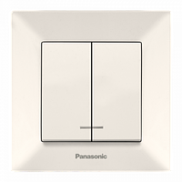 Вимикач двоклавішний з підсвіткою Arkedia Slim Panasonic (крем)