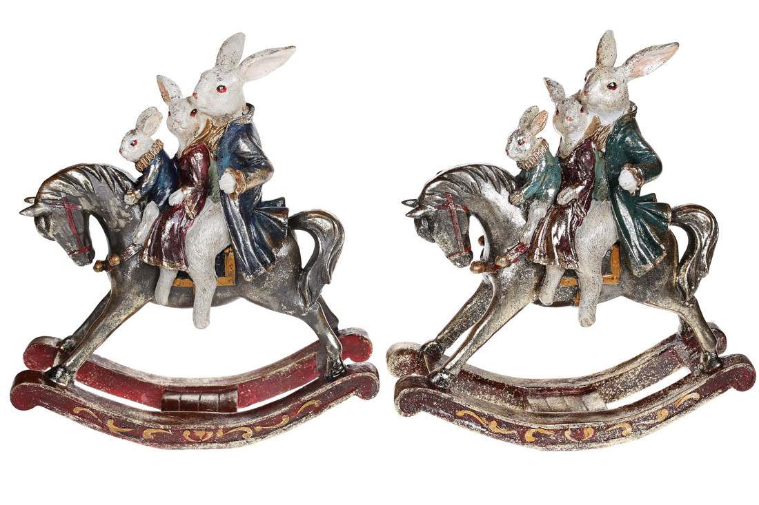 Декоративна статуетка Сім'ї кроликів на конях, 42см, 2 види (419-191)