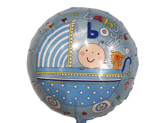 Кулька фольгована Baby Boy коляска діаметр 45 см. 1379