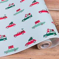 Новорічний папір для пакування подарунків 10 м Машинки