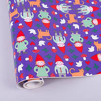 Новорічний папір для пакування подарунків 10 м. Гноми