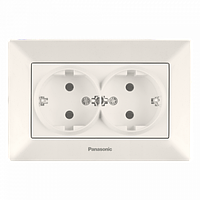 Розетка подвійна із заземленням Arkedia Slim Panasonic (крем)