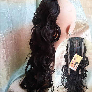 Хвост кудрявый на ленте шоколадно-каштановый 0331-2/33