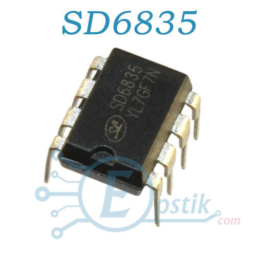 Купить SD6835, PWM+PFM контроллер со встроенным транзистором, DIP8 ...
