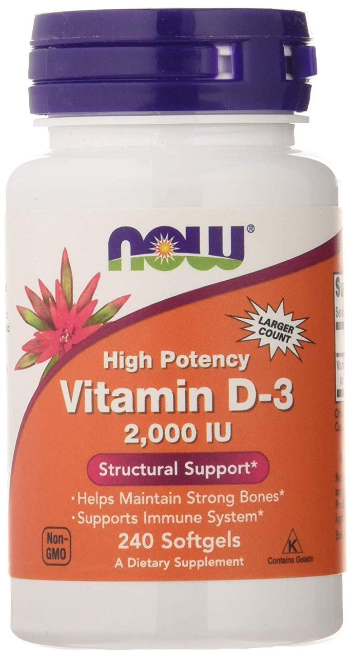 Вітамін NOW Foods Vitamin D-3 High Potency 2,000 IU 240 Softgels