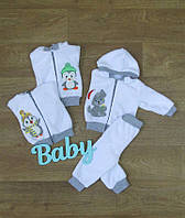 Белый теплый набор для новорожденного, ясельный костюм (комплект) для детей махровый теплый