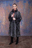 Шуба-пальто SWAKARA каракульча еліта платина й аукціонна норка ірис (Ексклюзивна шуба-пальто)
