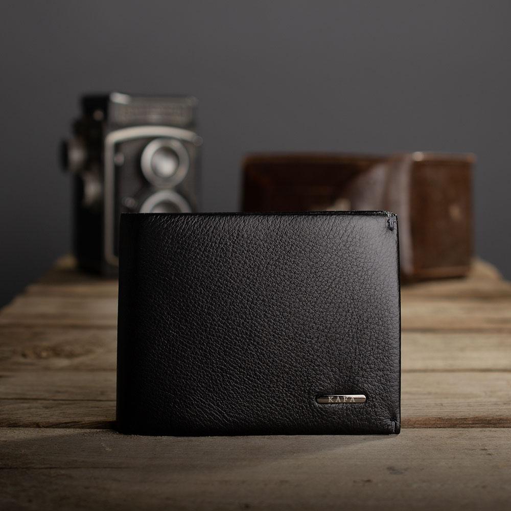 Портмоне гаманець чоловічий шкіряний із затискачем Kafa на магніті, чорний (555-10m) - фото 1 - id-p768936450
