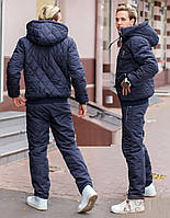 Зимовий чоловічий теплий стьобаний костюм на синтепоні та з курткою на овчині (р.48-58). Арт-1200/29