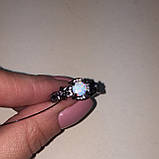 Вогненний опал кільце з опалом і цирконом в сріблі 17, 18 розмір, фото 2