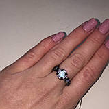 Вогненний опал кільце з опалом і цирконом в сріблі 17, 18 розмір, фото 4