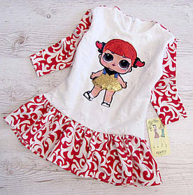Дитяче плаття з Лолою  з пайєтками біле з червоним Лола, розмір 98
