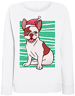 Женский новогодний свитшот Christmas Bulldog (белый)