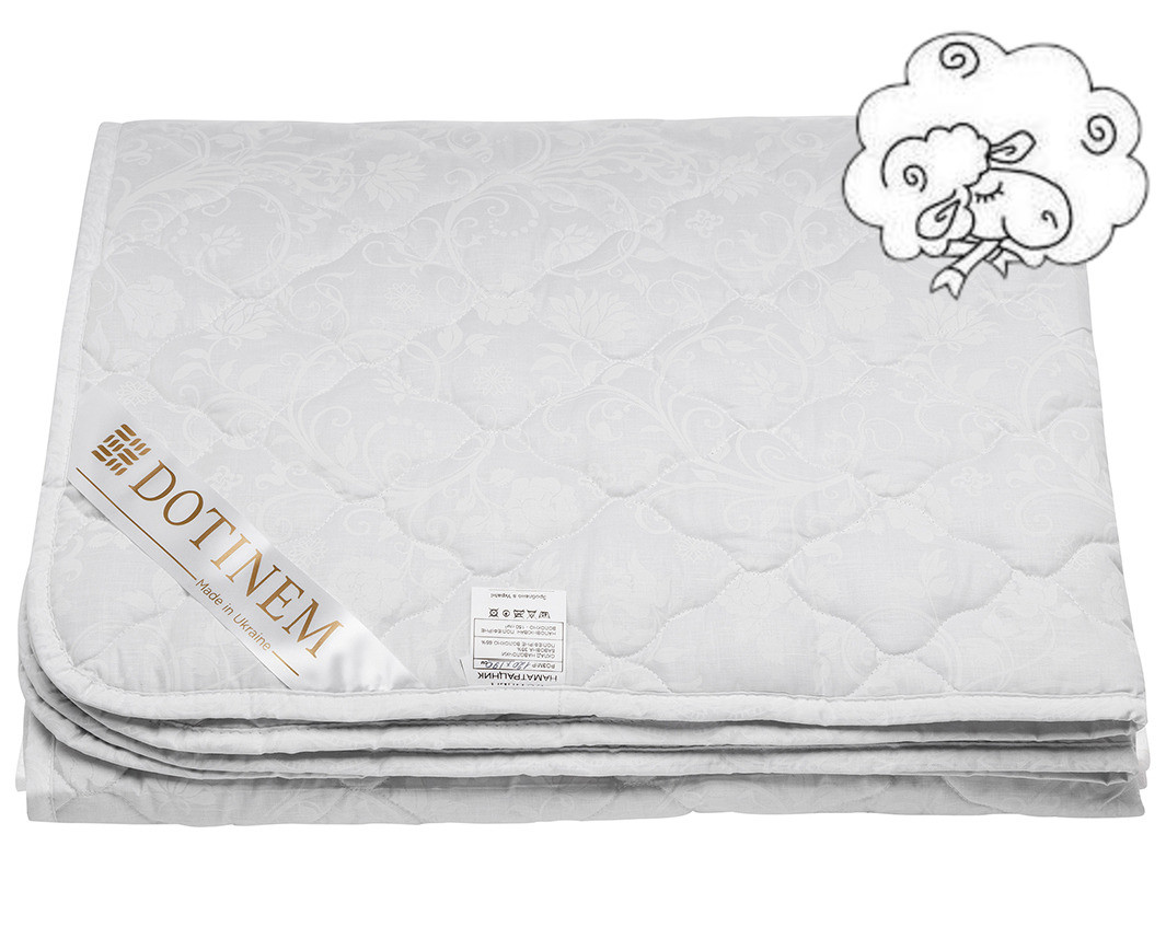 Дитячий вовняний наматрацник стьобаний 60х120 "WOOLTEX" сатин_овеча вовна, фото 1