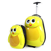 Валіза дитяча на 2 колесах+рюкзак "Циплята" 18"