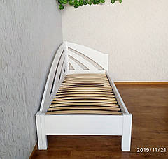 Біла дитяча кутова ліжко з масиву натурального дерева "Веселка" від виробника, фото 3