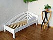 Біле односпальне дерев'яне ліжко з масиву натурального дерева "Райдуга" від виробника, фото 3