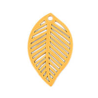 Підвіски металеві Finding Кулон лист листочок Жовтий матовий 28 мм x 17 мм