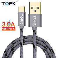 Оригинальный кабель TOPK AN09 Type-C Quick Charge 3A быстрая зарядка 3A Dark Grey (CS0109802410)