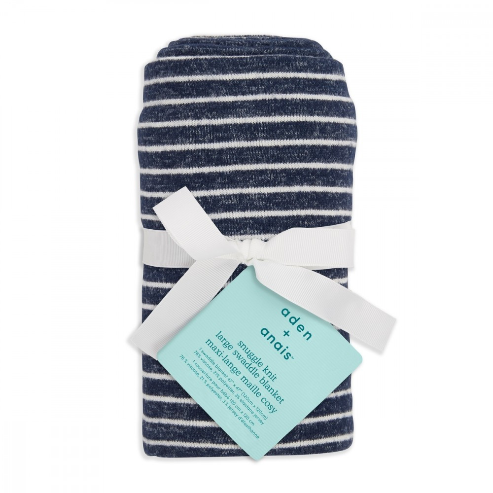 ADEN&ANAIS — Плед трикотажний Navy Stripe