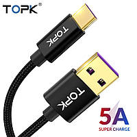 Оригинальный кабель TOPK AN11 Type-C Super Quick Charge 5A быстрая зарядка 5A Black (A11800310)