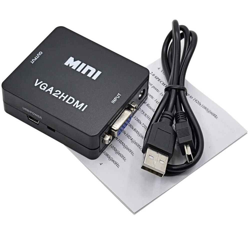 Конвертер VGA - HDMI із звуком та живленням перетворювач адаптер відеосигналу VGA2HDMI