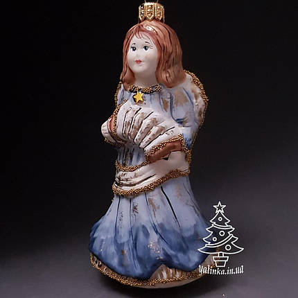 Скляна ялинкова іграшка Янголятко з гармошкою Irena, фото 3