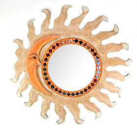 Дзеркало мозаїчне "Сонце та Місяць" (d-60 см)