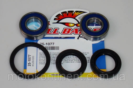 ALL BALLS 25-1077 підшипники переднього колеса 20x42x12 (KML 6004RD) HONDA CB, CBR, GL, NT, PC, ST, VF, VFR, VT