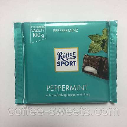 Шоколад Ritter Sport темний Pfefferminz (м'ята), 100 г., фото 2
