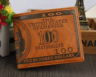 Гаманець з тисненням долара, гаманець з тисненням, Гаманець чоловічий портмоне 100$ Долар