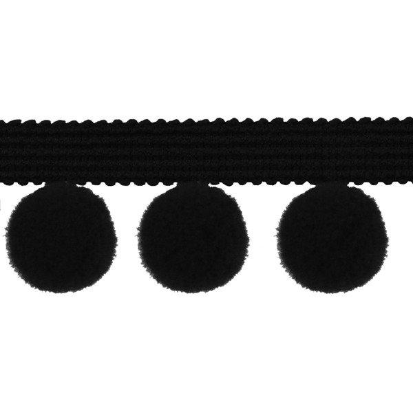 Тасьма з помпонами 20 мм ЧОРНА (вшивна) (залишок 42 см), фото 1