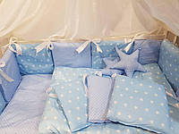 Набір постільної білизни в дитяче ліжечко "Зірочки" - Бортики в ліжечко - 8 предметів