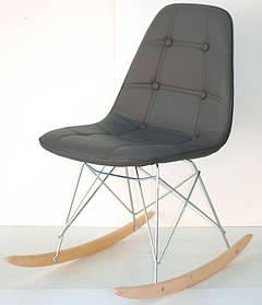 Крісло гойдалка Alex Rack шкірозамінників сірий 21, Charles Eames Rocker Shell