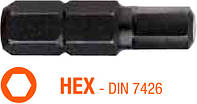 Насадка отверточная шестигранная HEX 2.5- 6х25мм INDUSTRY USH, уп.10 шт.