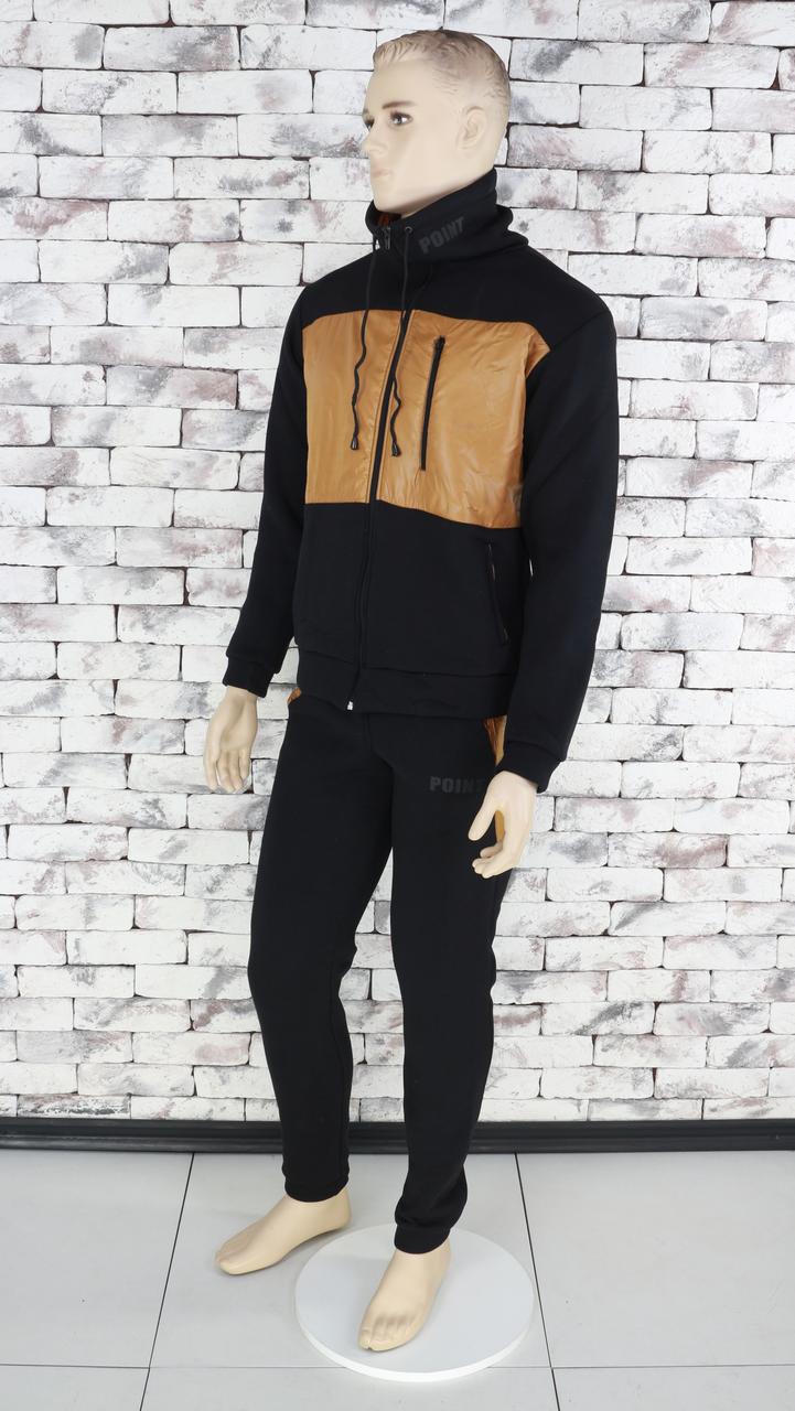 Костюм чоловічий спортивний чорний зі вставками з плащової тканини Point ONE