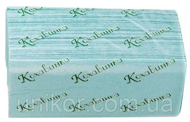 Рушники паперові V-складання, зелені, "Кохавинка" 200 шт/уп.