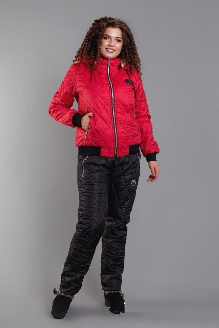 Зимний стильный теплый лыжный женский синтепоновый костюм батал куртка на овчине (р.50-56). Арт-1205/29 - фото 4 - id-p1082972556