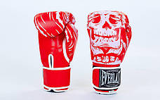 Рукавички боксерські FLEX на липучці EVERLAST SKULL BO-5493 (10 унцій, Червоний), фото 2