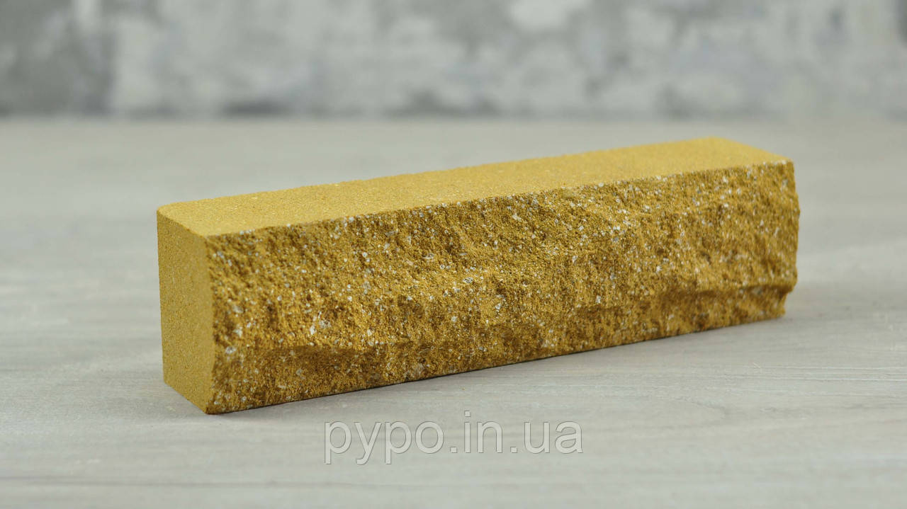 Цегла рвана скеля половинка стінова Жовтий "Slim Stone"., фото 1
