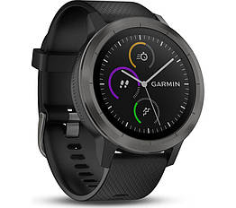 Смарт-годинник Garmin Vivoactive 3 Black with Slate Hardware з чорним ремінцем