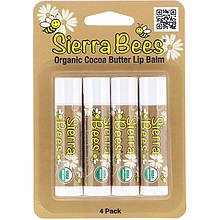 Бальзами для губ Sierra Bees "Organic Lip Balms" масло какао (4 шт.)